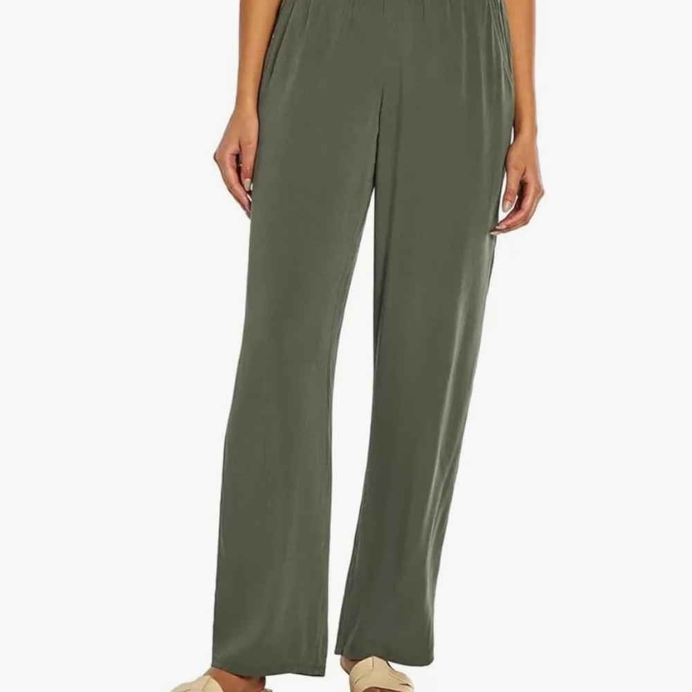 Three Dots Women's Relaxed Wide Leg Pant 100% Rayon Sz Medium
